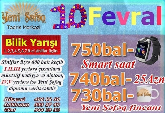 10 Fevral Növbəti Bilik yarışı keçiriləcəkdir - 1