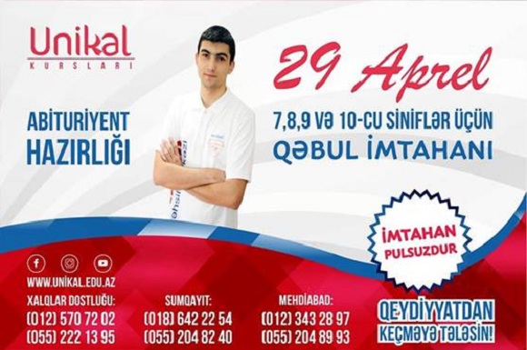 Abituriyent hazırlığı üzrə Qəbul imtahanını unutmayın - 1