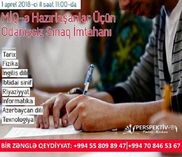 Müəllimlərin İşə Qəbul imtahanı üçün ödənişsiz sınaq imtahanı - 1