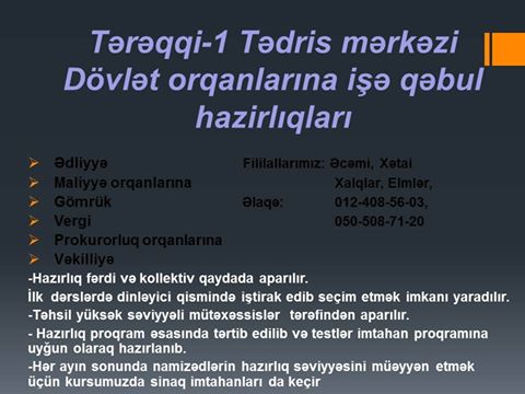 Dövlət orqanlarına işə qəbul hazırlığı - (Tərəqqi-1) - 1