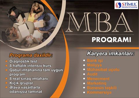 MBA hazırlıq üzrə qeydiyyat başlayır (STIMUL Education Consulting) - 1 MBA hazırlıq üzrə qeydiyyat başlayır (STIMUL Education Consulting) - 1