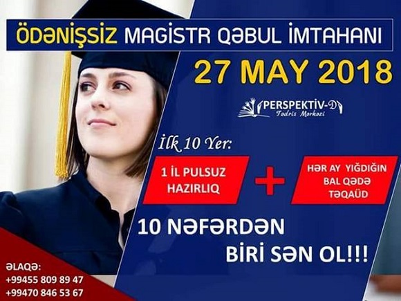 Ödənişsiz magistr qəbul imtahanı - 1