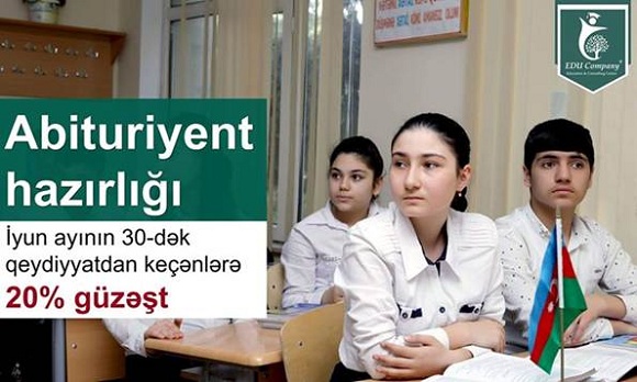 Abituriyent hazirliqlar üzrə 30 İyun tarixinə kimi qeydiyyatdan keçənlərə 20 % güzəşt olunacaq - 1